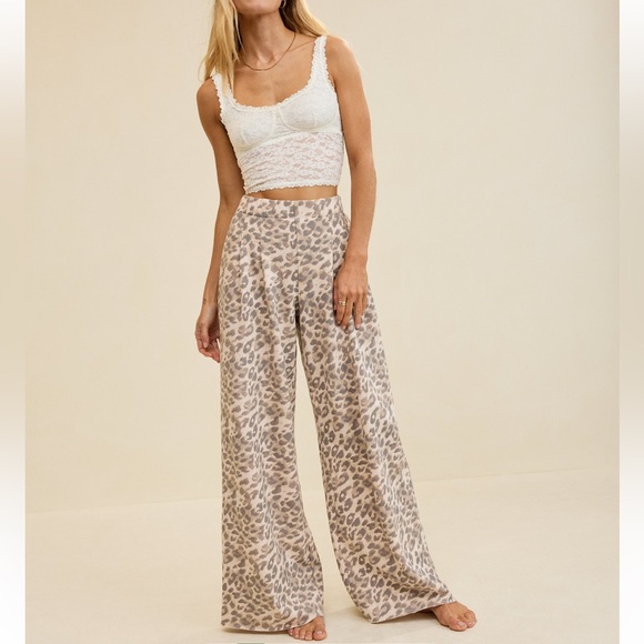 aerie Pants - Aerie leopard street wide leg trousers